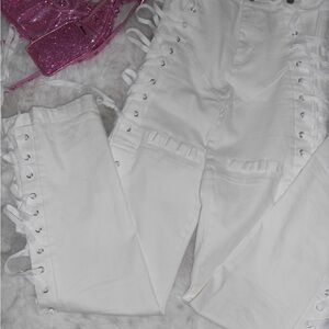 I AM GIA White Lace-Up Pants